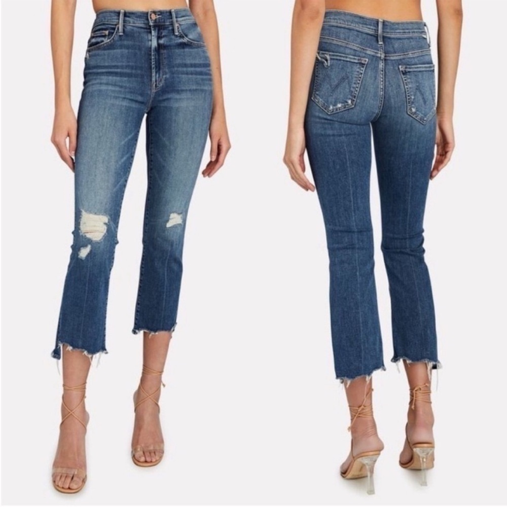 MOTHER Jeans - The Insider Crop Step Chew Ankle Mid Wash Dancing on Clouds 26